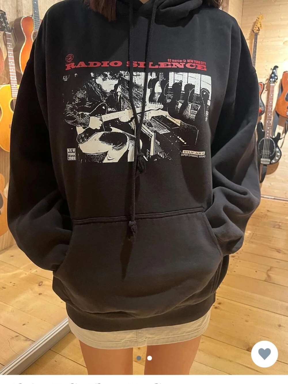 Brandy Melville Radio Silence Black Graphic Hoodie